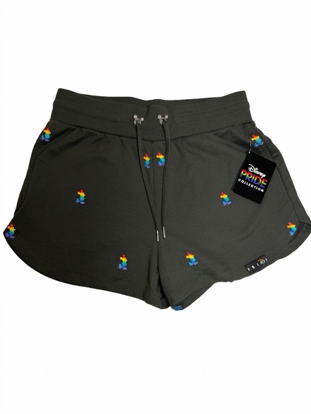 Disney Pride Collection Mickey Mouse Rainbow Shorts Charcoal Grey Womens Medium